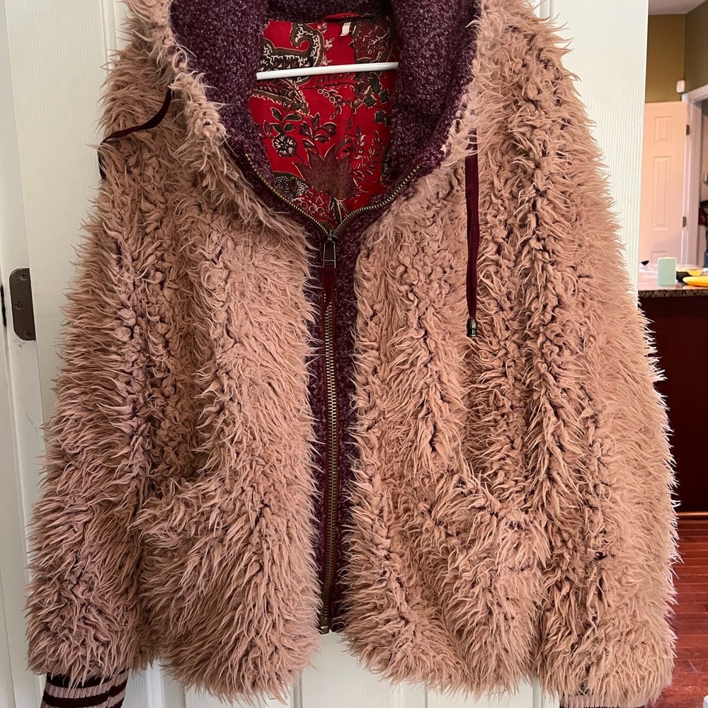 Blush shag oversized jacket